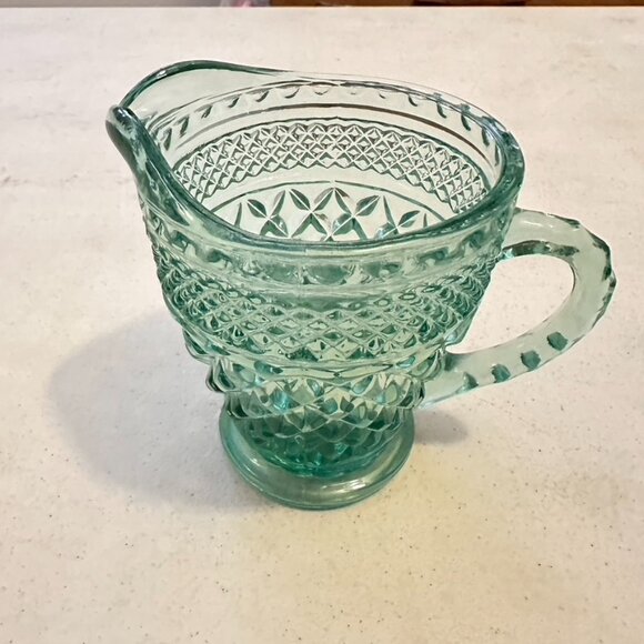 Vintage Anchor Hocking Wexford Creamer Seaform Green - Picture 3 of 3